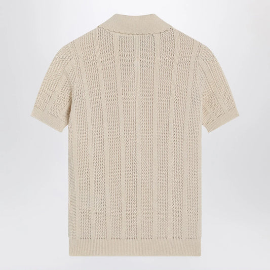 Valentino Ivory cotton knit polo shirt