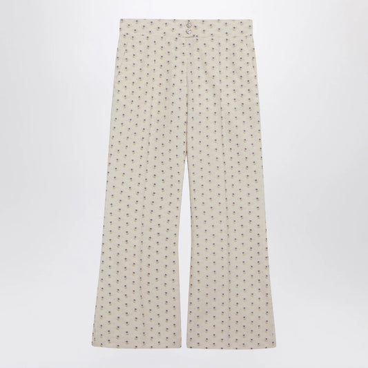 Valentino Ivory trousers with floral pattern