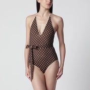 Valentino Brown swimsuit with Plusdepois motif