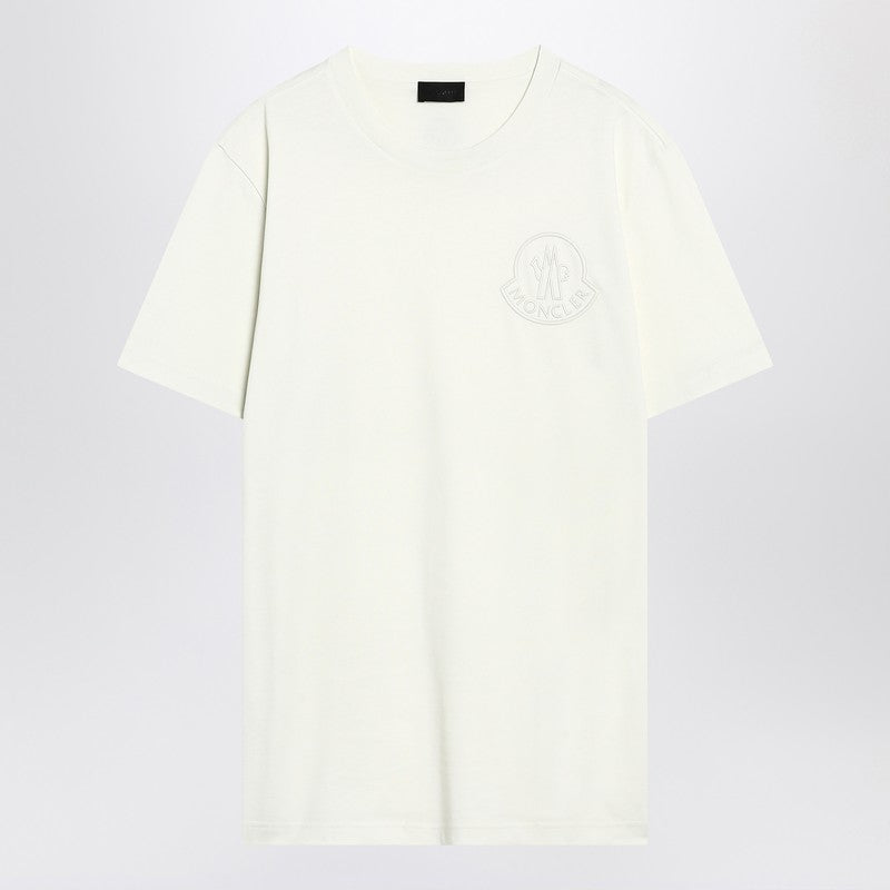 T-shirt en coton blanc Moncler avec logo tridimensionnel