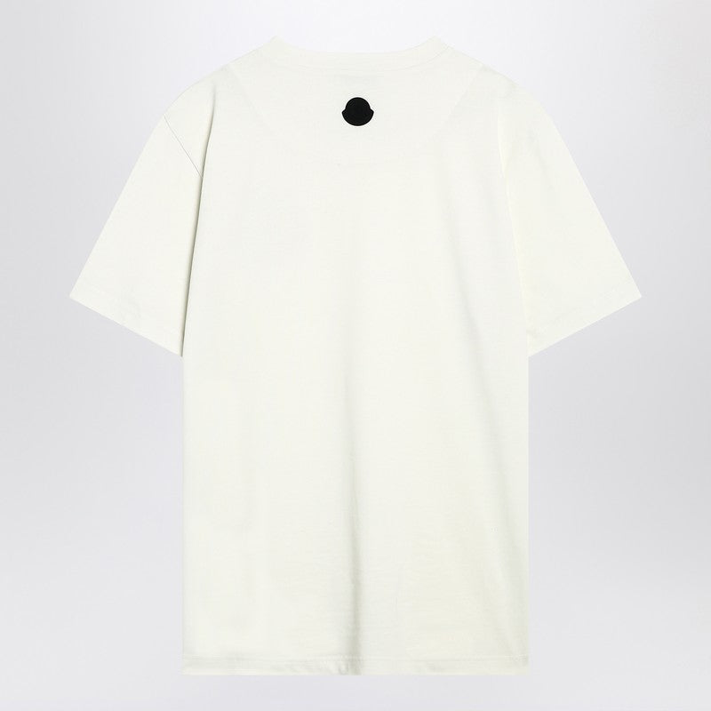 T-shirt en coton blanc Moncler avec logo tridimensionnel