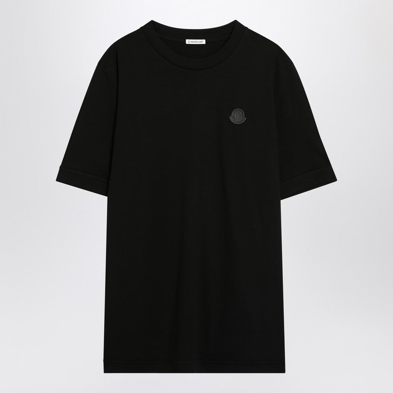 T-shirt en coton noir Moncler avec patch logo