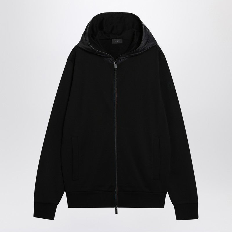 Cardigan zippé noir Moncler en coton et nylon