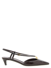 Fendi Ffold Slingback Pumps — Brown Leather Heels