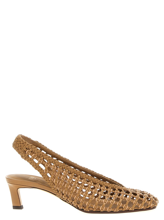 Fendi Braided Slingback Pumps — Brown Leather Heels