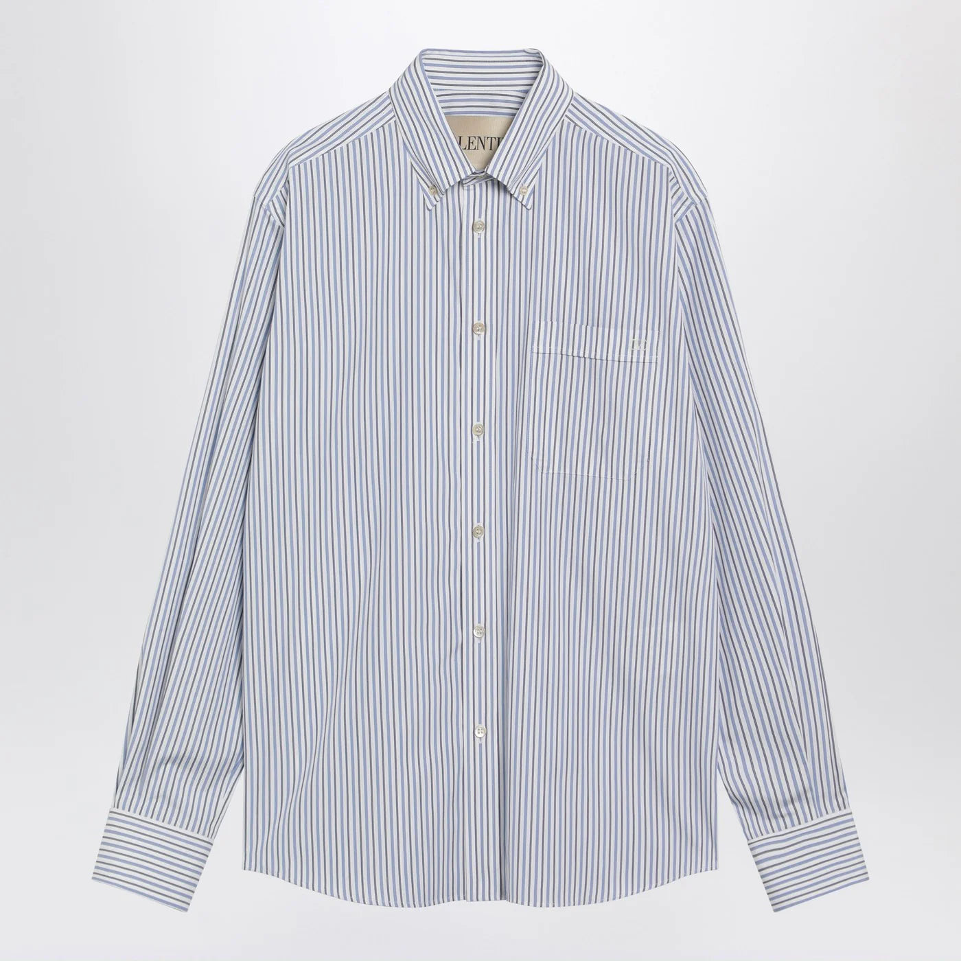 Valentino Ivory shirt with light blue and blue stripes