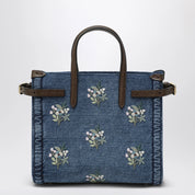 Valentino Garavani Antibes small embroidered denim shopping bag in blue