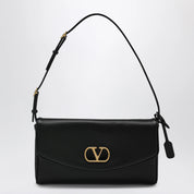 Valentino Garavani Devain VLogo leather clutch shoulder bag in black