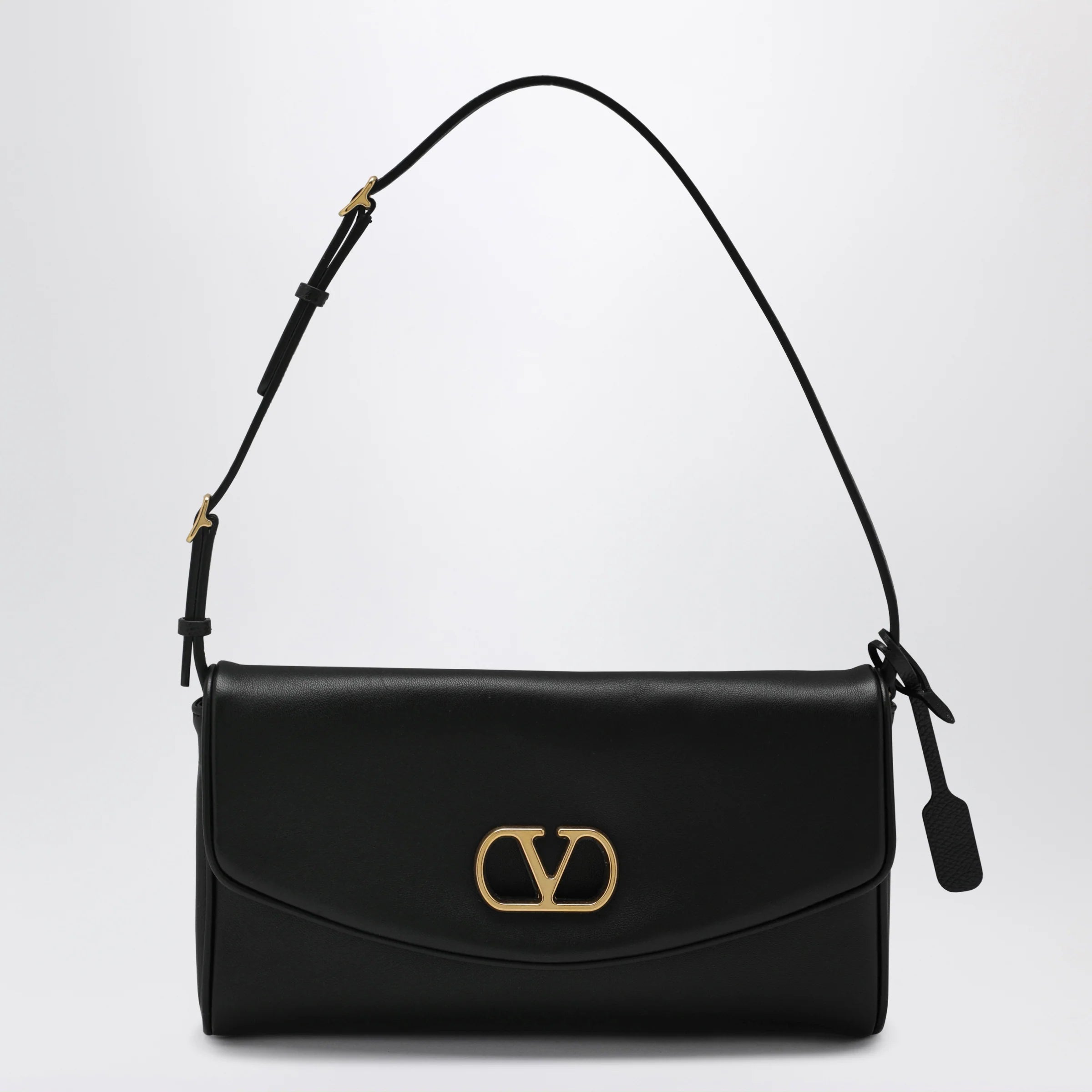 Valentino Garavani Devain VLogo leather clutch shoulder bag in black