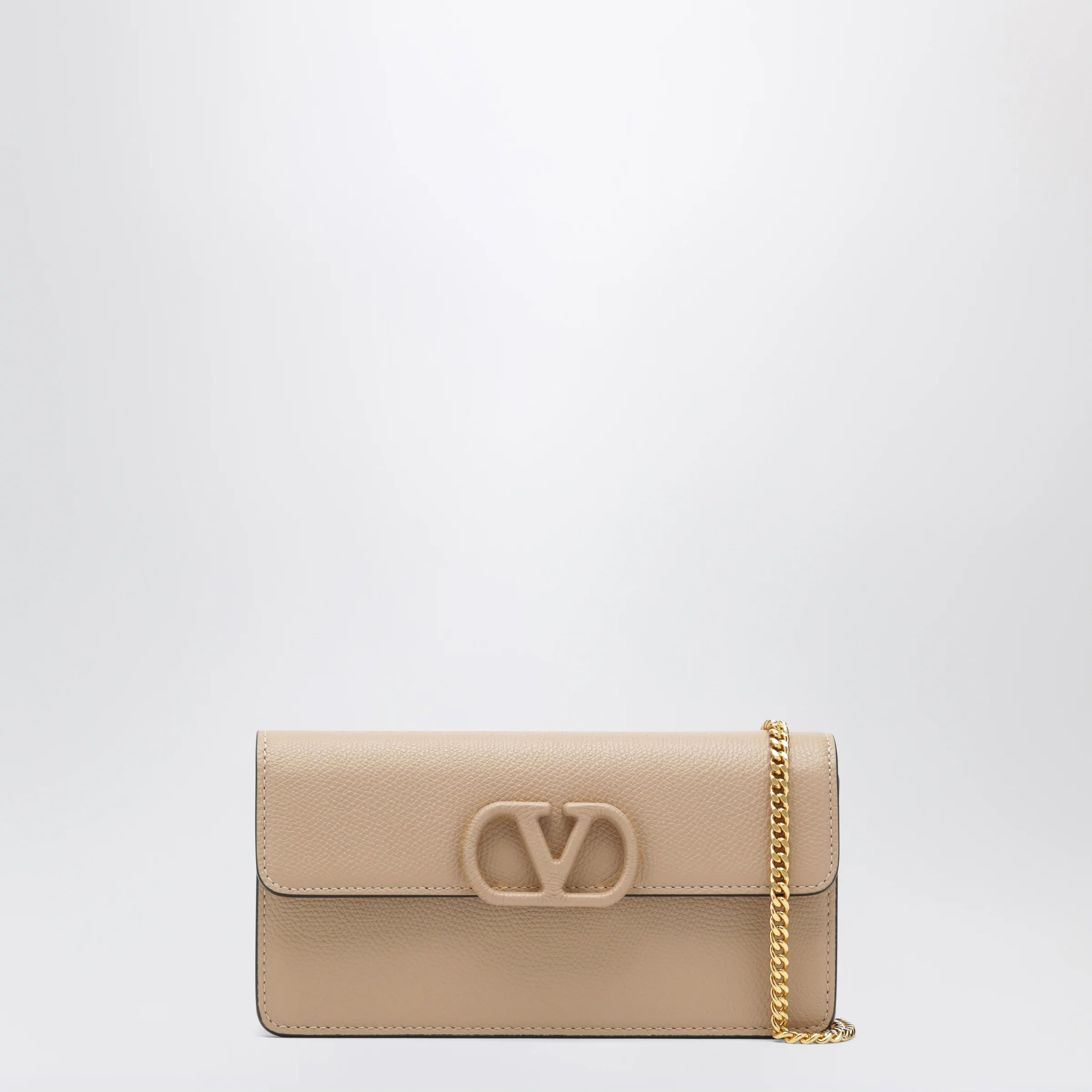 Valentino Garavani Sand pink leather Vlogo Signature wallet with chain