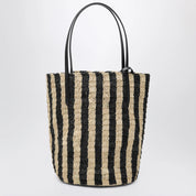 Valentino Garavani Striped shoulder bag in raffia and leather