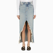 Jupe longue Mother The Ditcher Maxi Super Fray en denim de coton