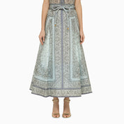 Zimmermann multicoloured blue silk and linen skirt