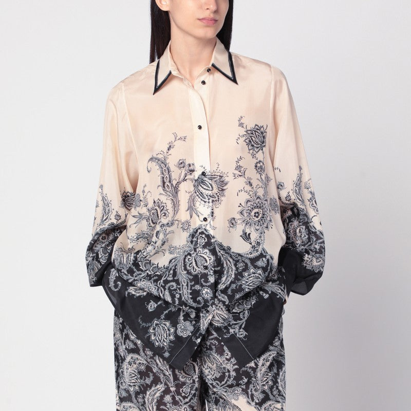 Zimmermann Rhiannon shirt in cream silk with fantasy print