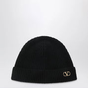 Valentino Garavani Black Vlogo Signature cashmere beanie