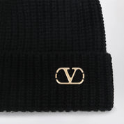 Valentino Garavani Black Vlogo Signature cashmere beanie