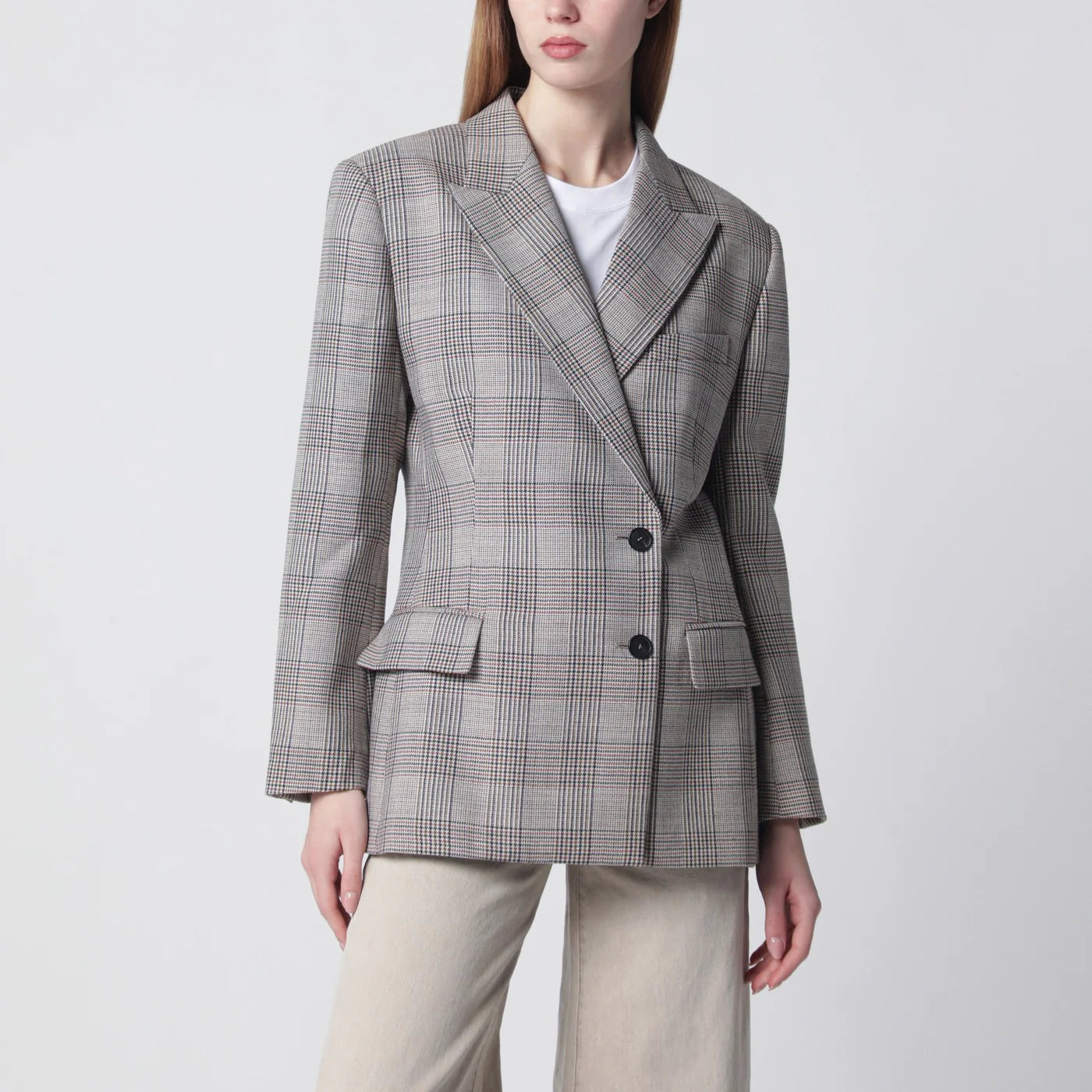 ANINE BING Asymmetric Prince of Wales jacket