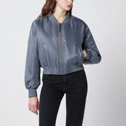 ANINE BING Leon grey cropped bomber jacket