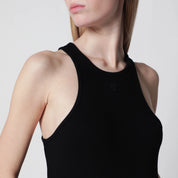 ANINE BING Cole ribbed cotton halter mini dress in black