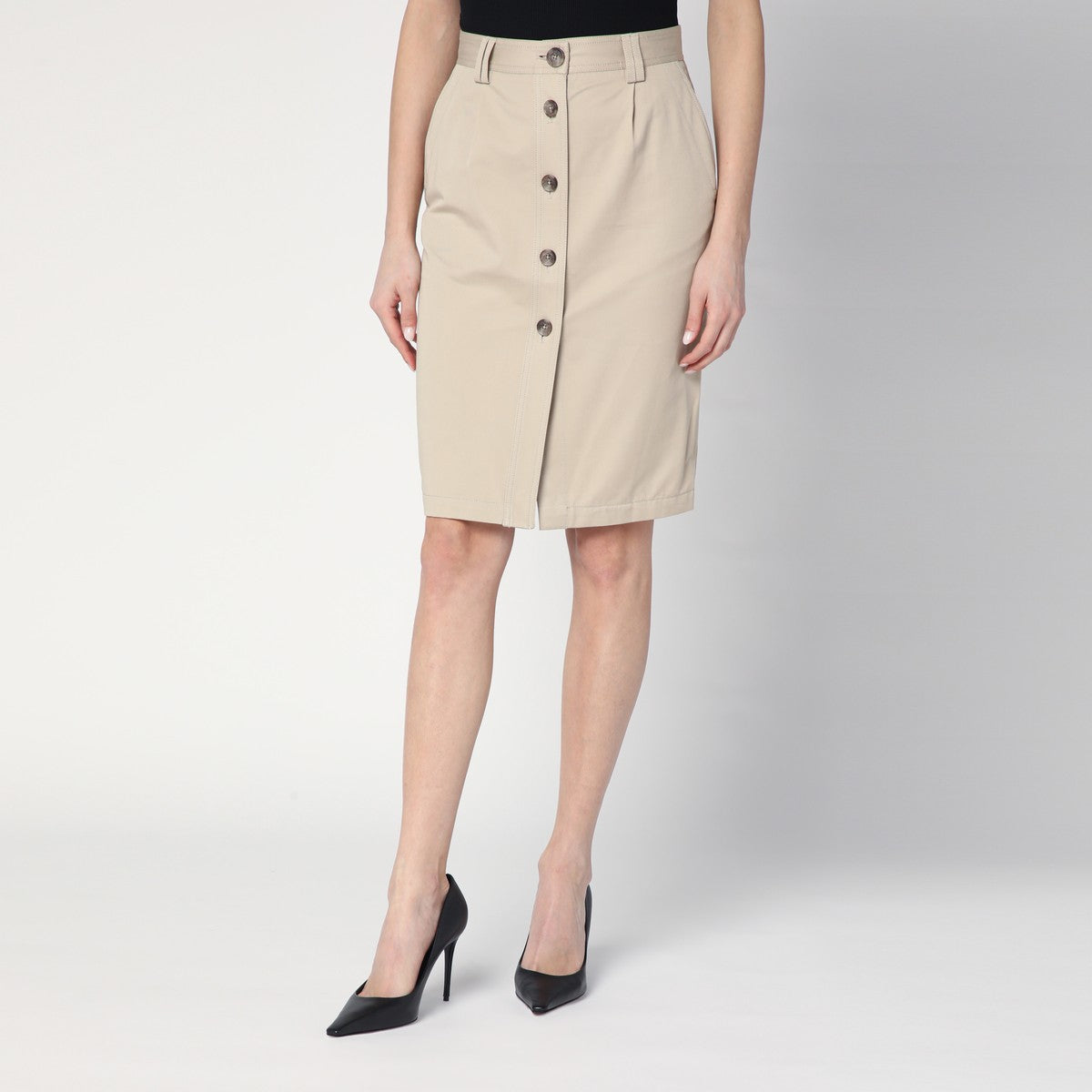 ANINE BING Beige buttoned pencil skirt