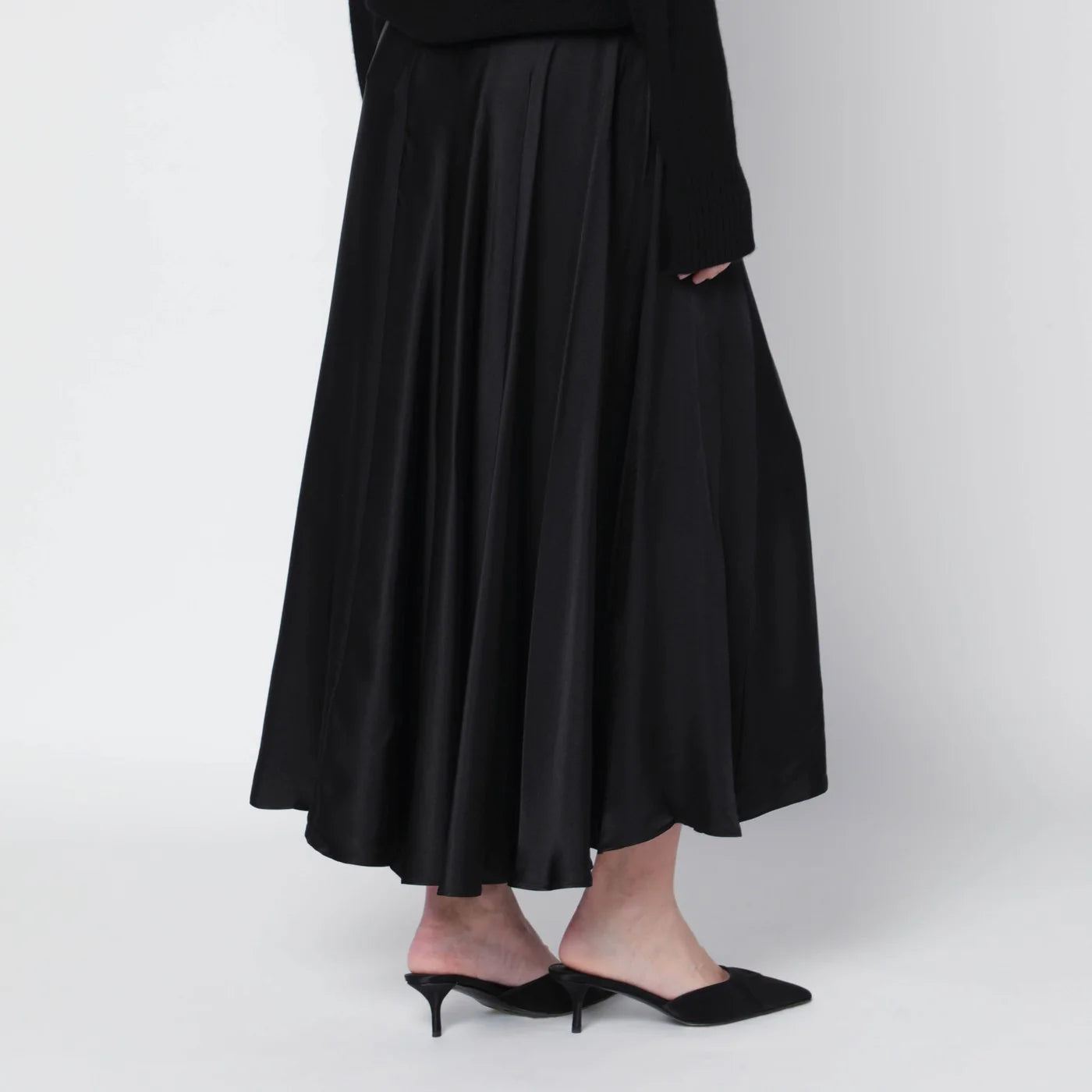 ANINE BING Black Christina silk-blend midi skirt