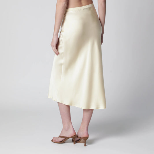 ANINE BING Bar midi skirt in butter-colored silk