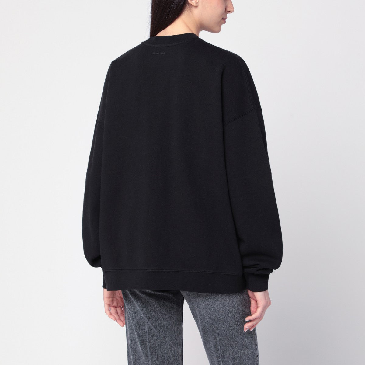 ANINE BING Black Miles Letterman oversized sweatshirt