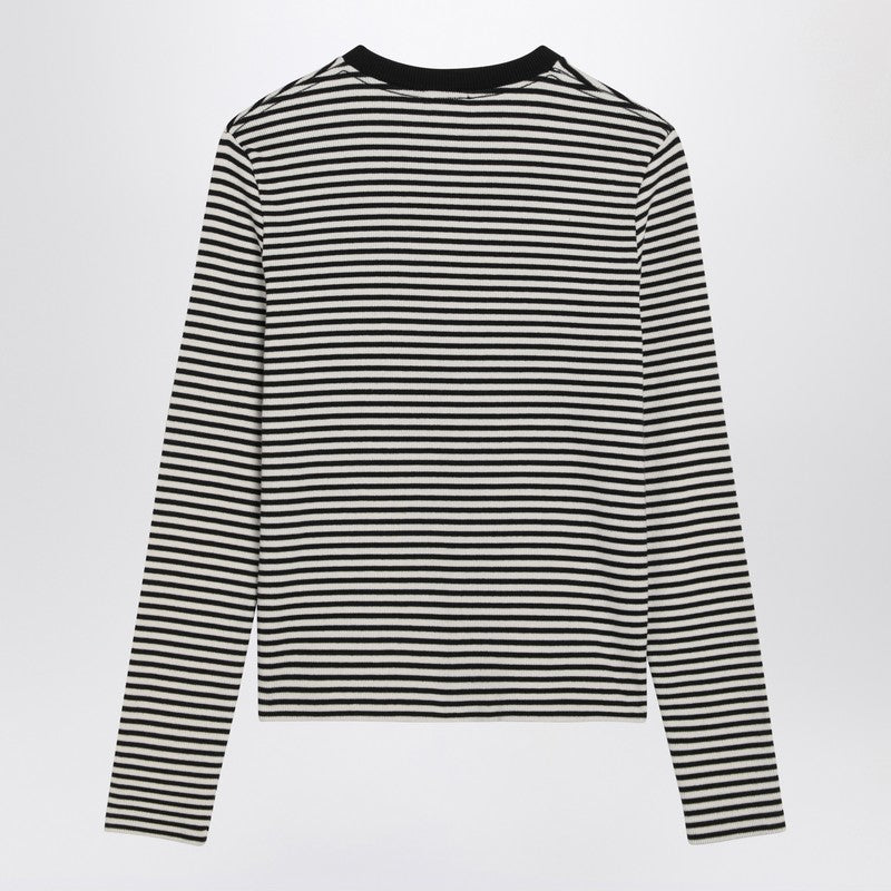 ANINE BING White and black striped long-sleeved t-shirt