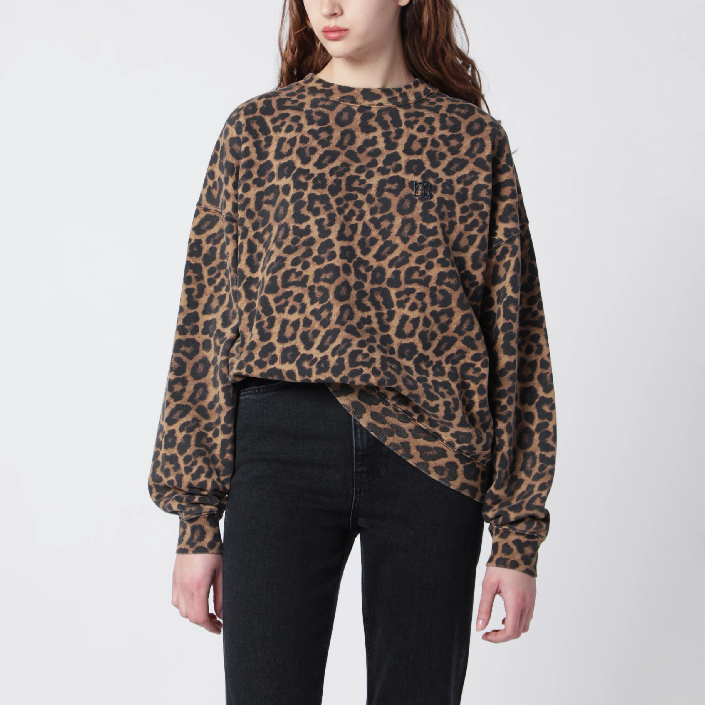 ANINE BING Miles Oversized Leopard Sweatshirt — Women