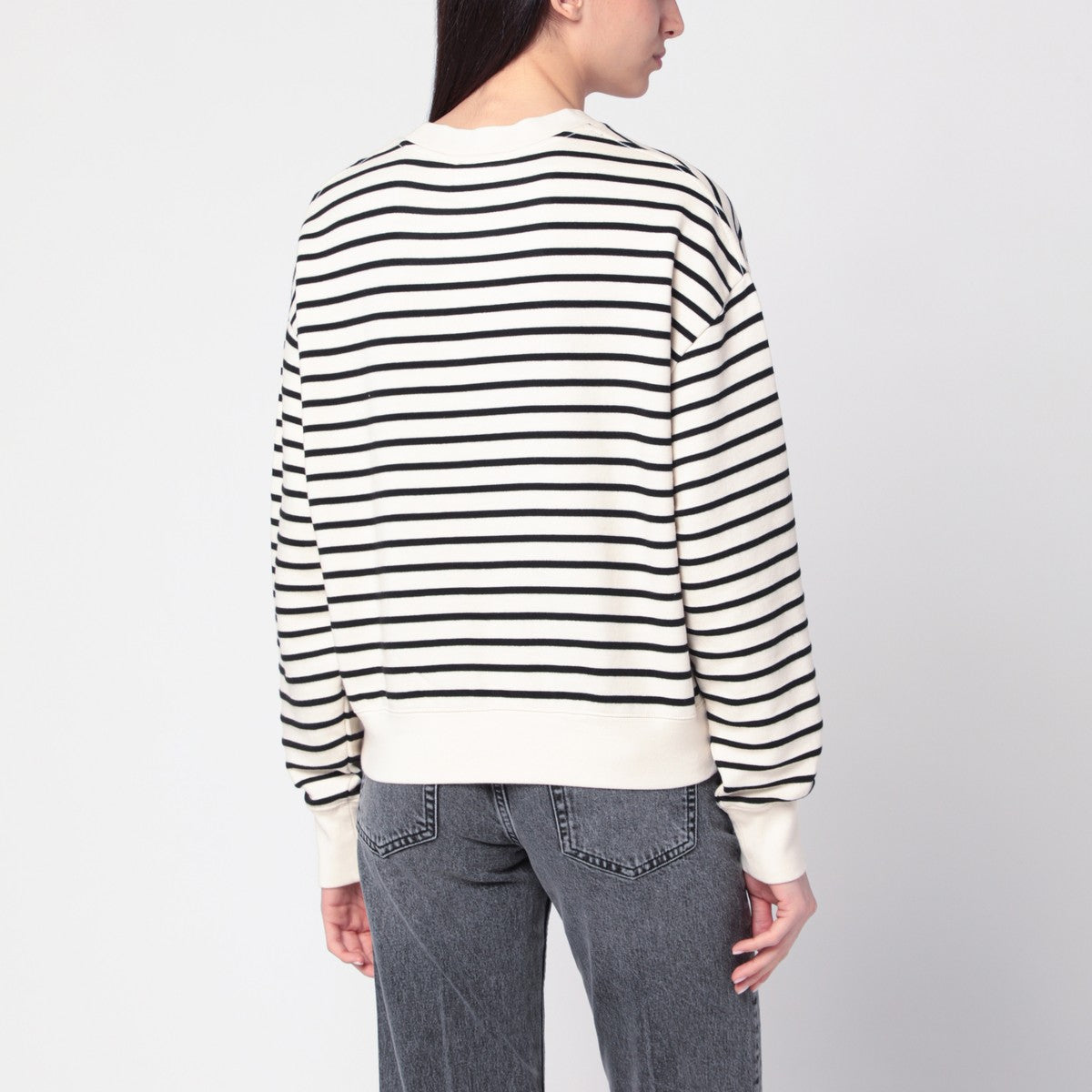 ANINE BING Dean sweatshirt in ivory and black stripes