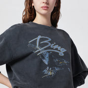 ANINE BING Spencer Eagle washed black sweatshirt