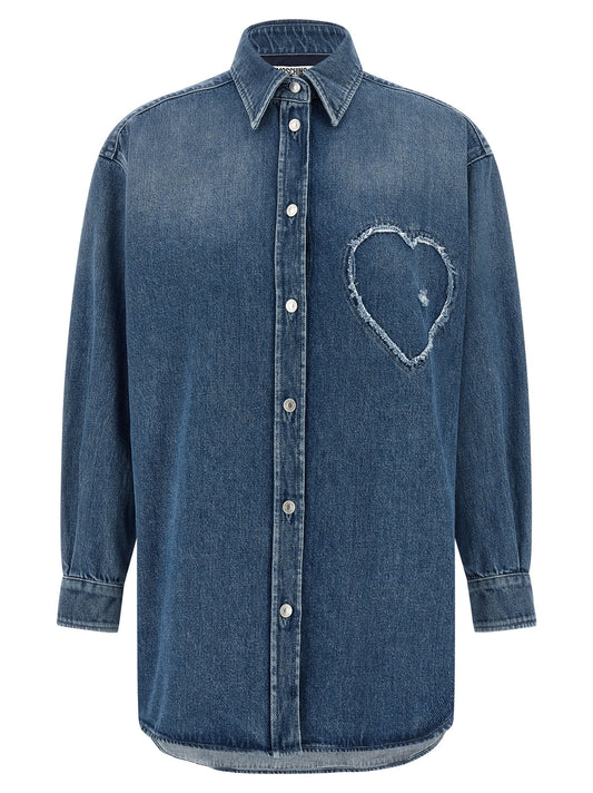 Moschino Heart Shirt — Stone‑Washed Denim Shirt