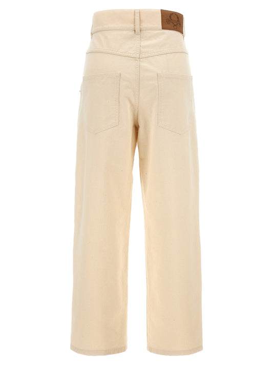 Moschino Cotton Trousers — Beige Ankle-Length