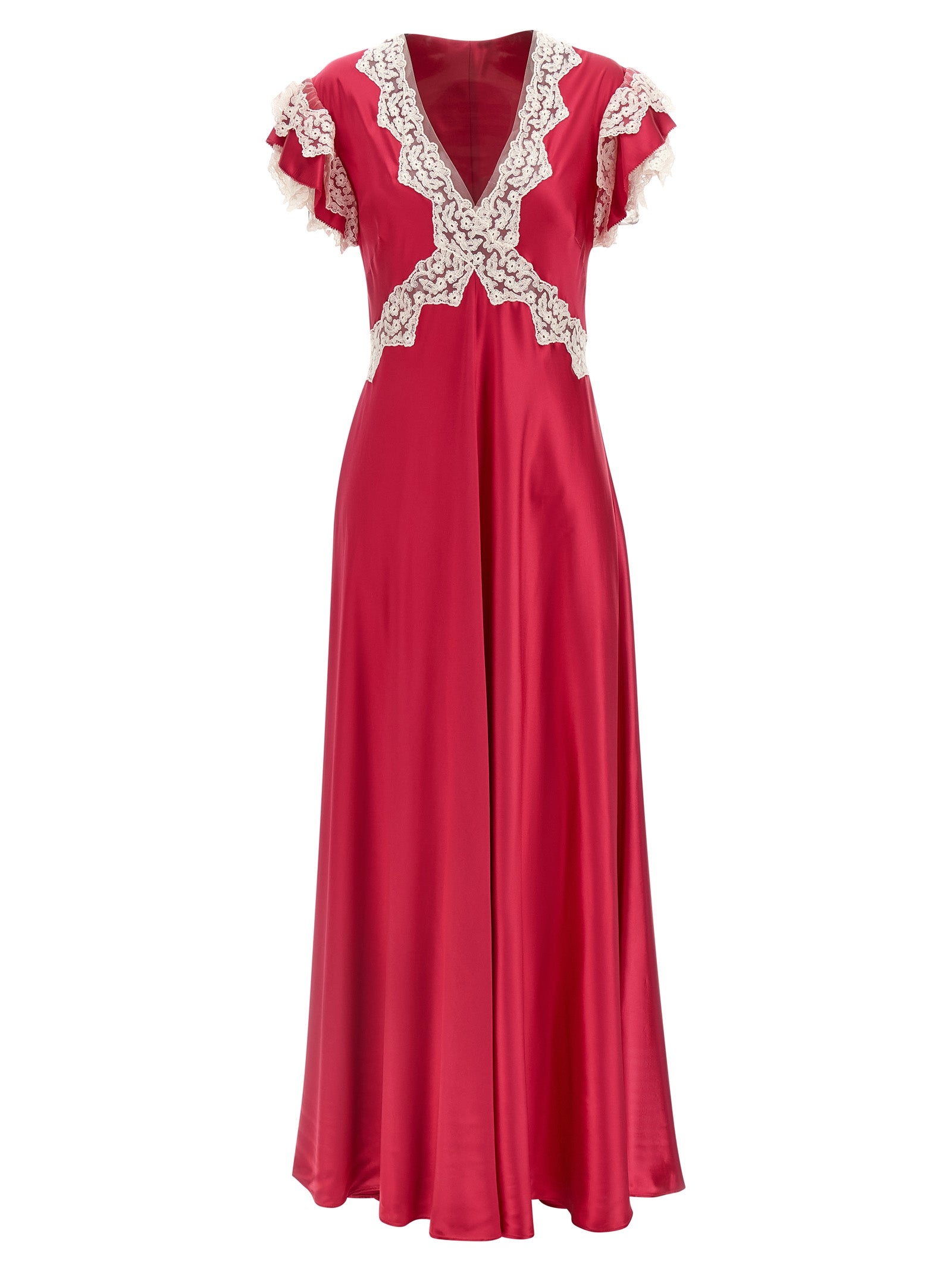 Alberta Ferretti Satin And Lace Dress