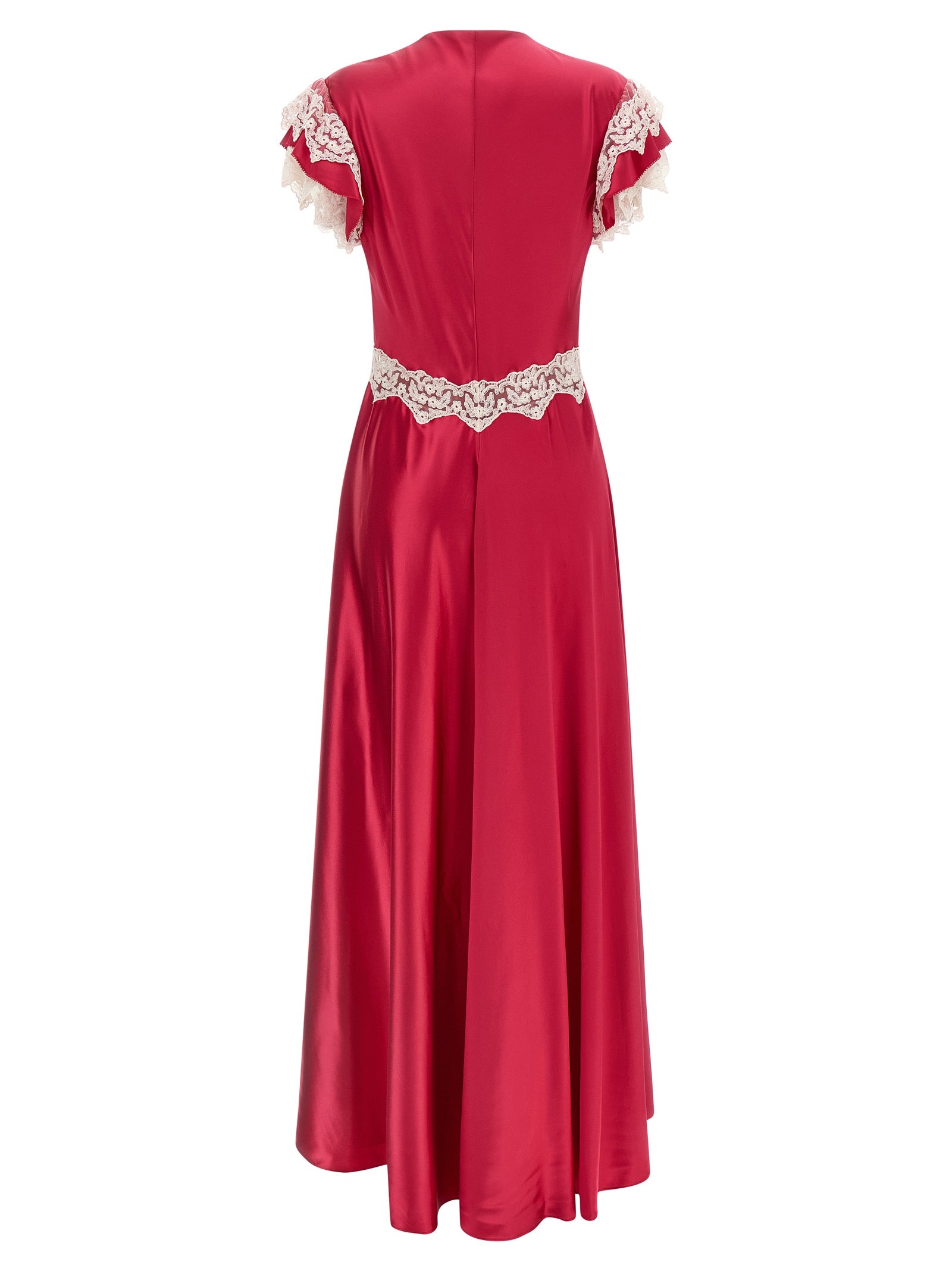 Alberta Ferretti Satin And Lace Dress