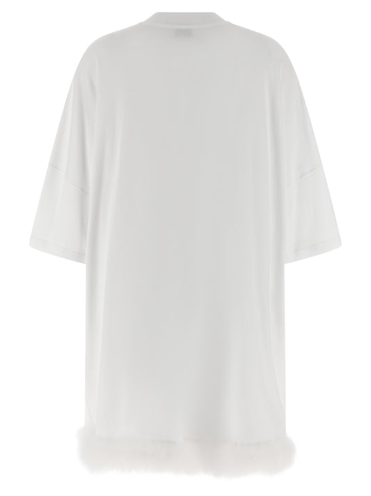 Moschino Feather Mini Dress — White Oversized Fit