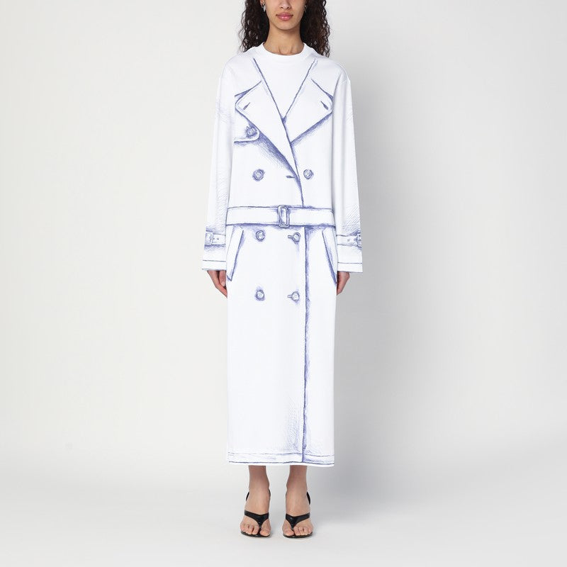 Robe blanche Moschino Trompe L'oeil en coton