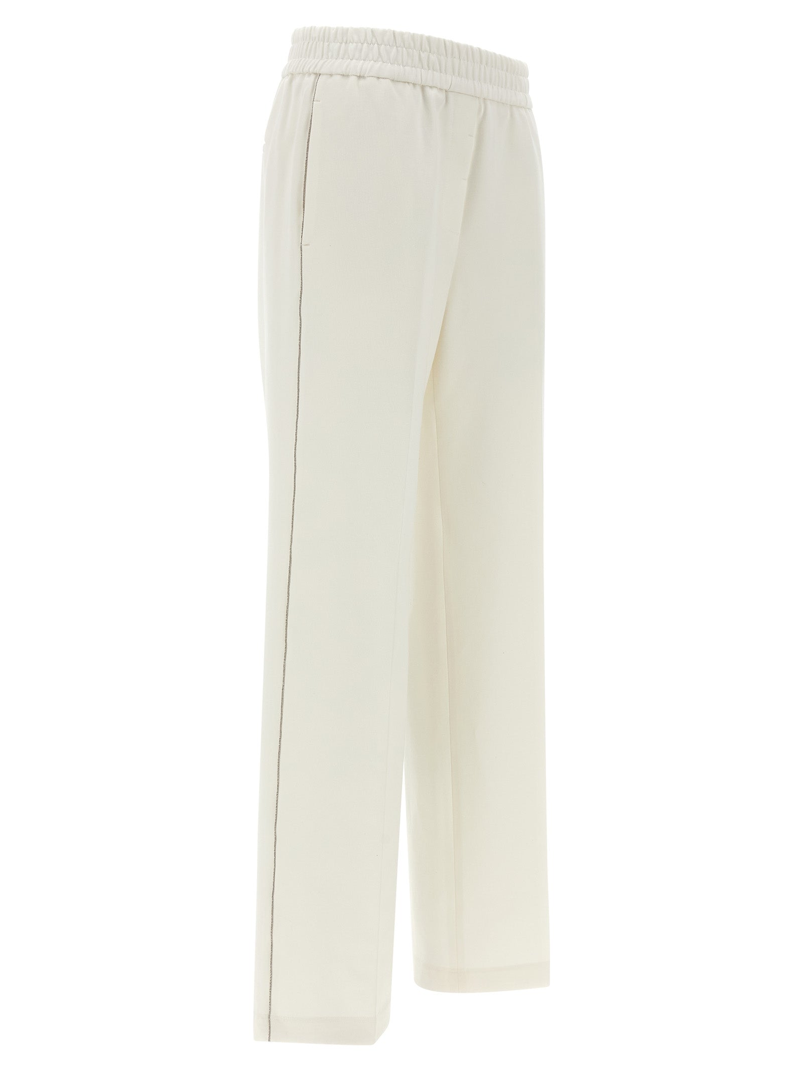 Peserico Punto Luce Trousers — White Wide Leg Pants