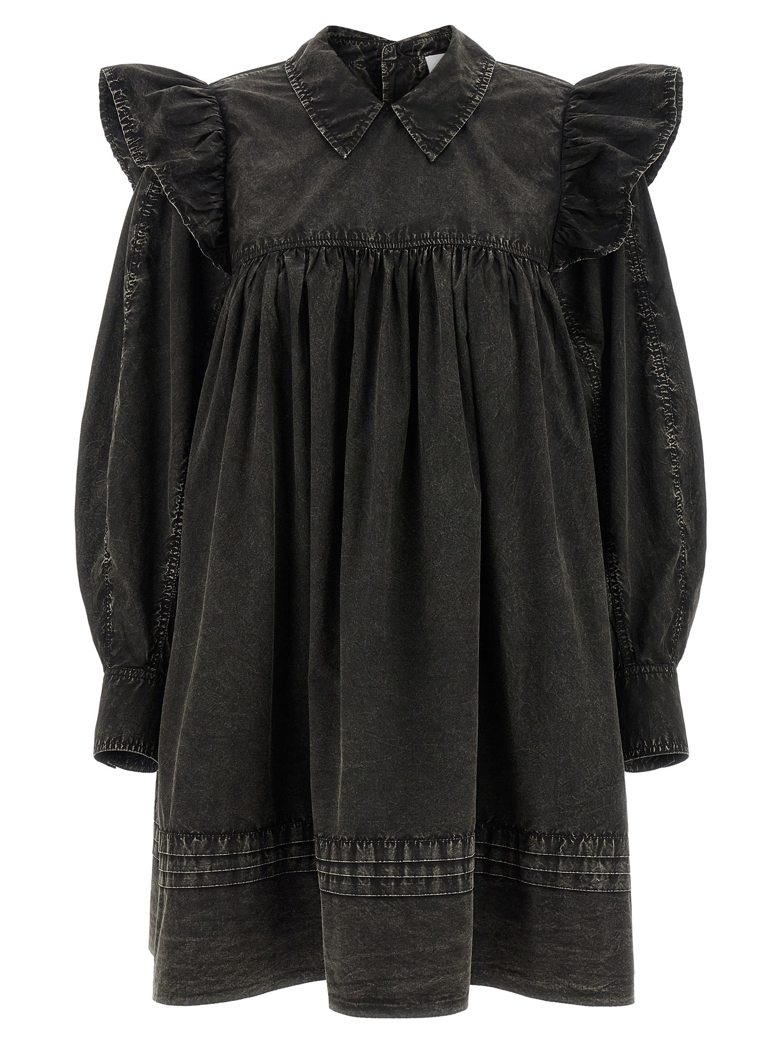 Ganni Black Washed Mini Shirt Dress