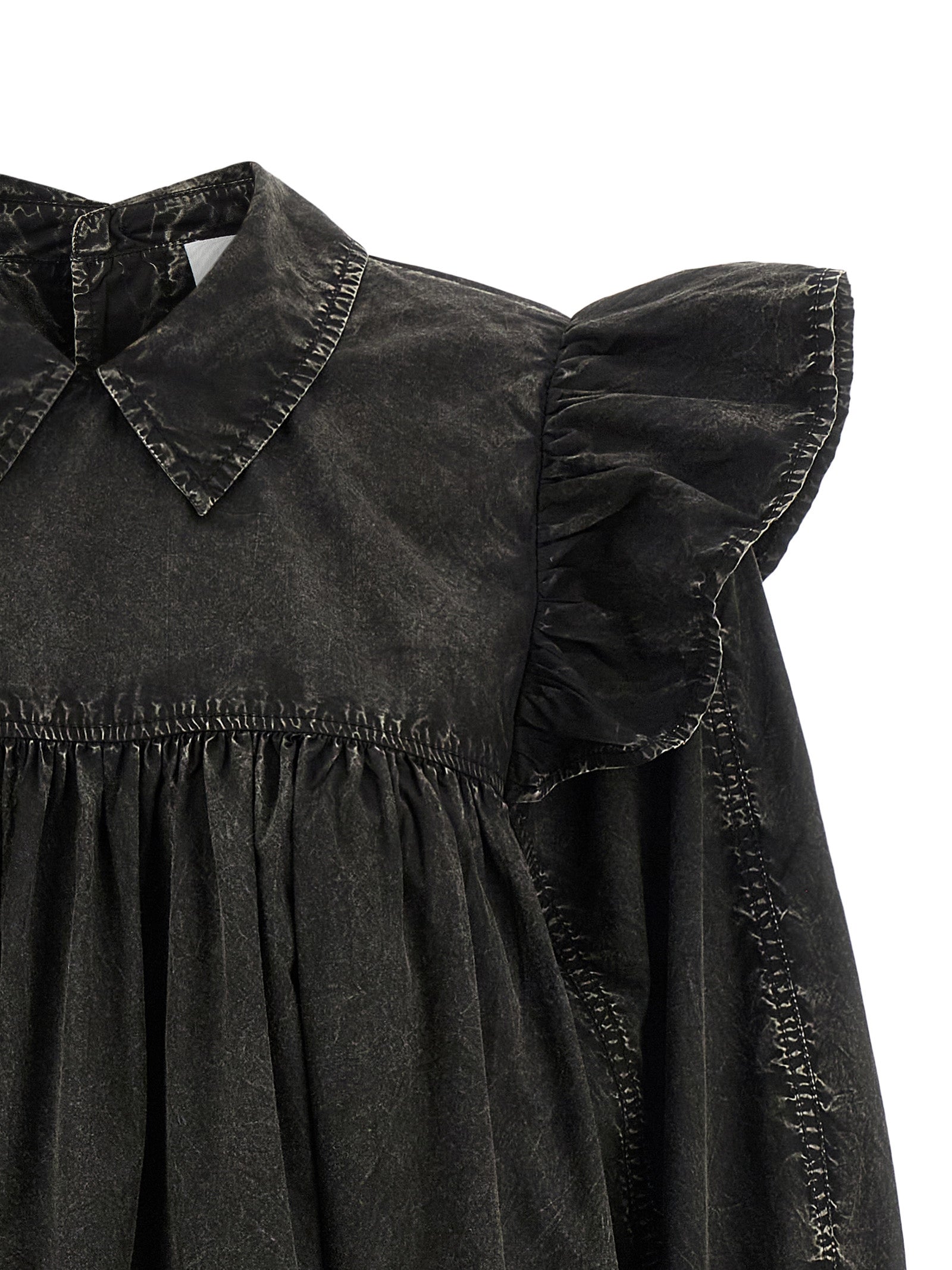 Ganni Black Washed Mini Shirt Dress