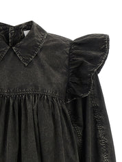 Ganni Black Washed Mini Shirt Dress