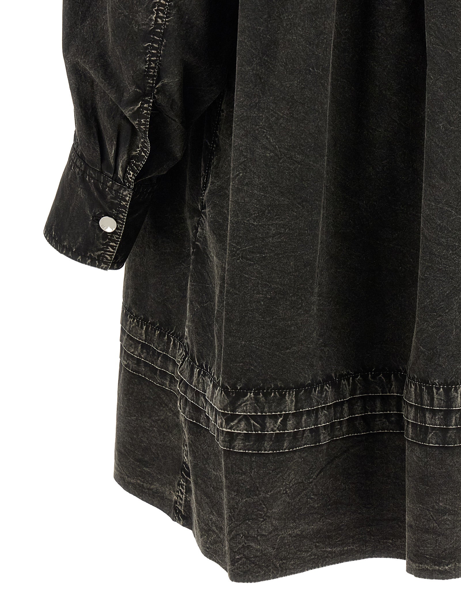 Ganni Black Washed Mini Shirt Dress
