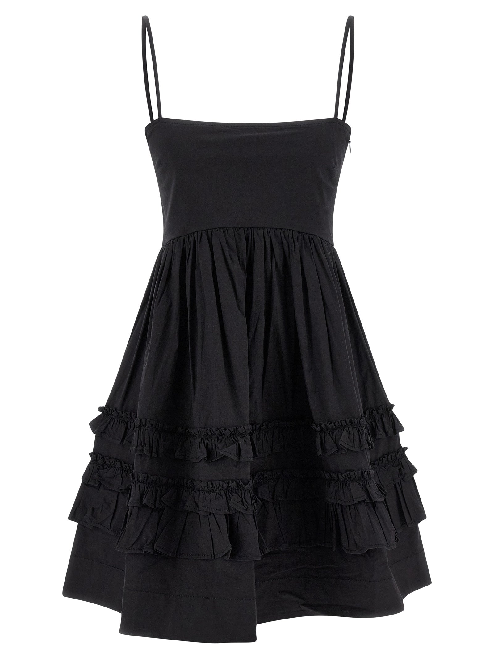 Ganni Black Mini Frill Dress