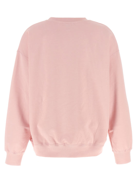 Ganni Front Print Sweatshirt — Pink Organic Cotton Topwear