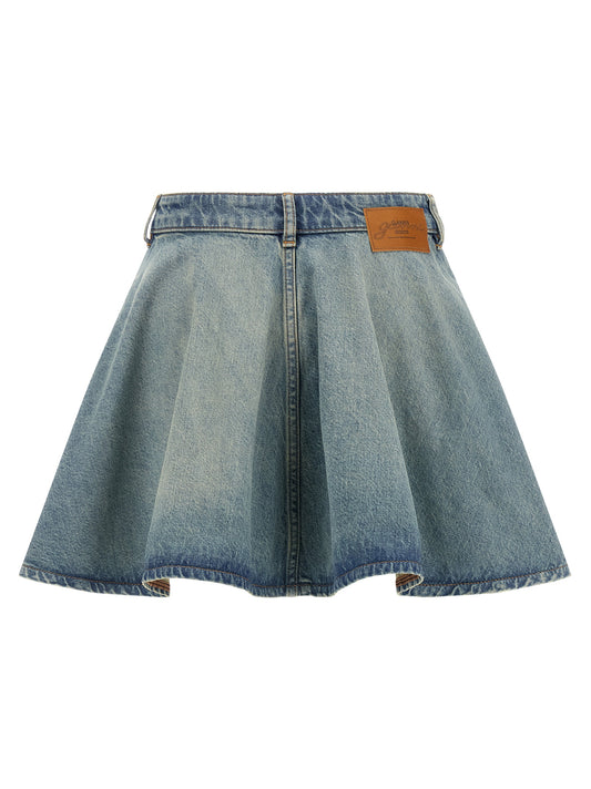 Ganni Tint Rigid Denim Skirt — Mini Cotton Skirt