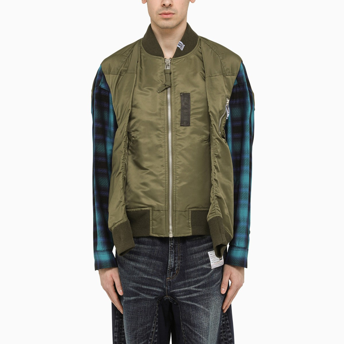 Maison MIHARA YASUHIRO Hollowed-Out khaki bomber jacket in nylon