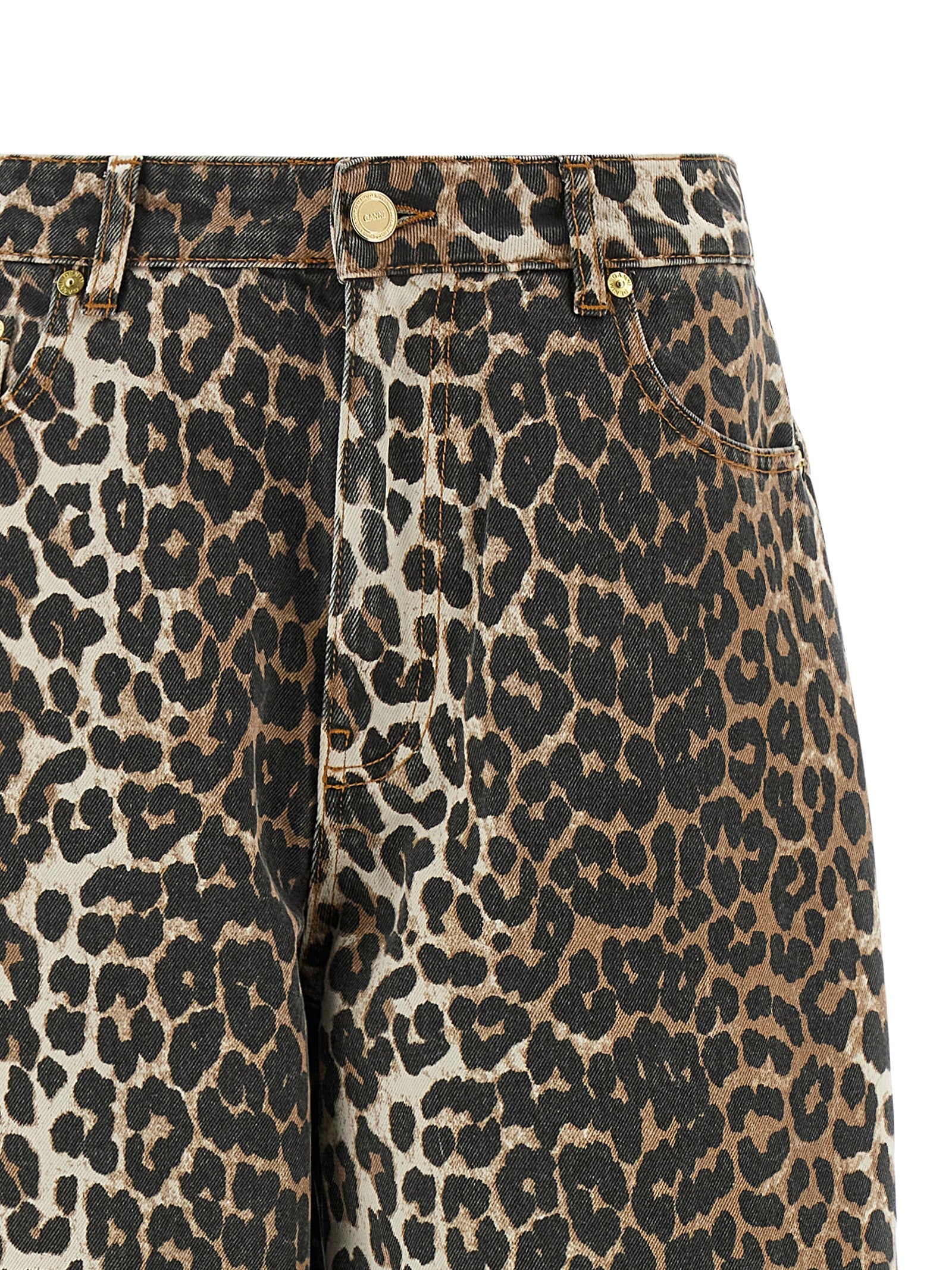 Ganni Leopard Printed Stary Jeans