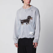 Maison MIHARA YASUHIRO Jacquard cardigan with dachshund in distressed cotton blend