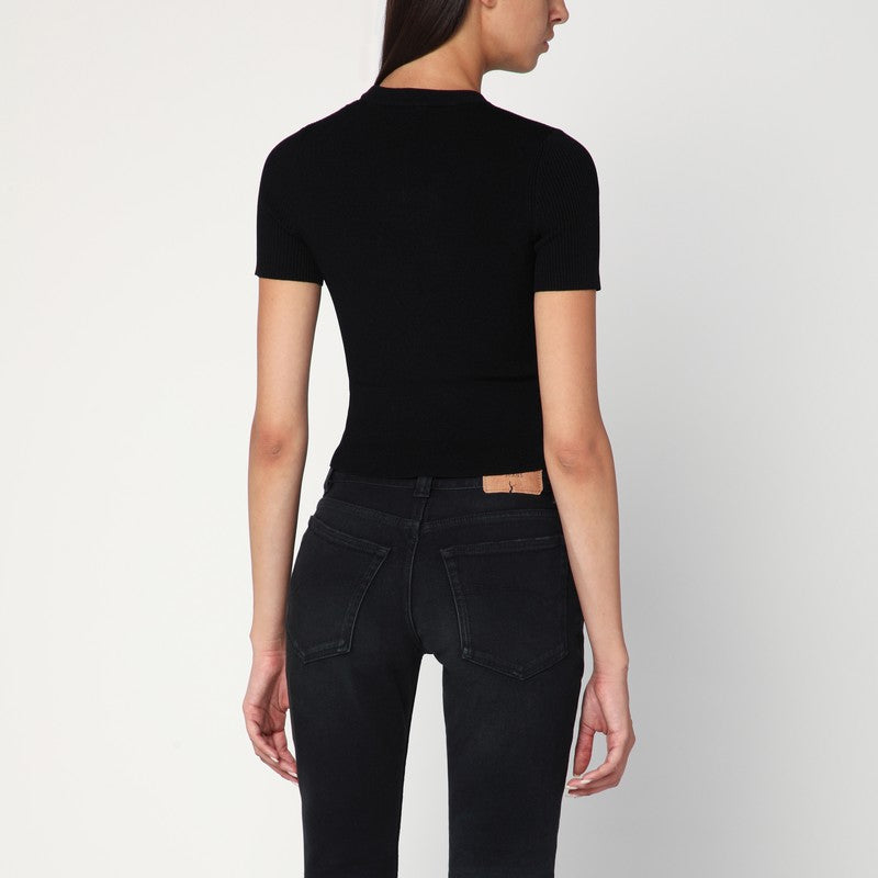 Diesel Black ribbed short-sleeve M-Valari sweater