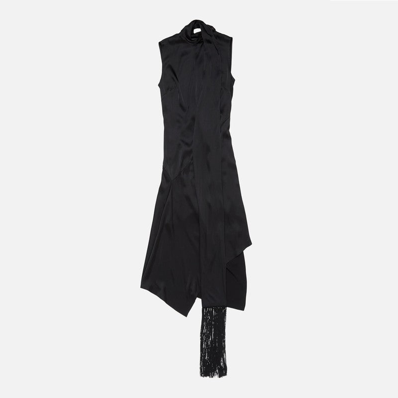 Acne Studios Black satin dress with scarf